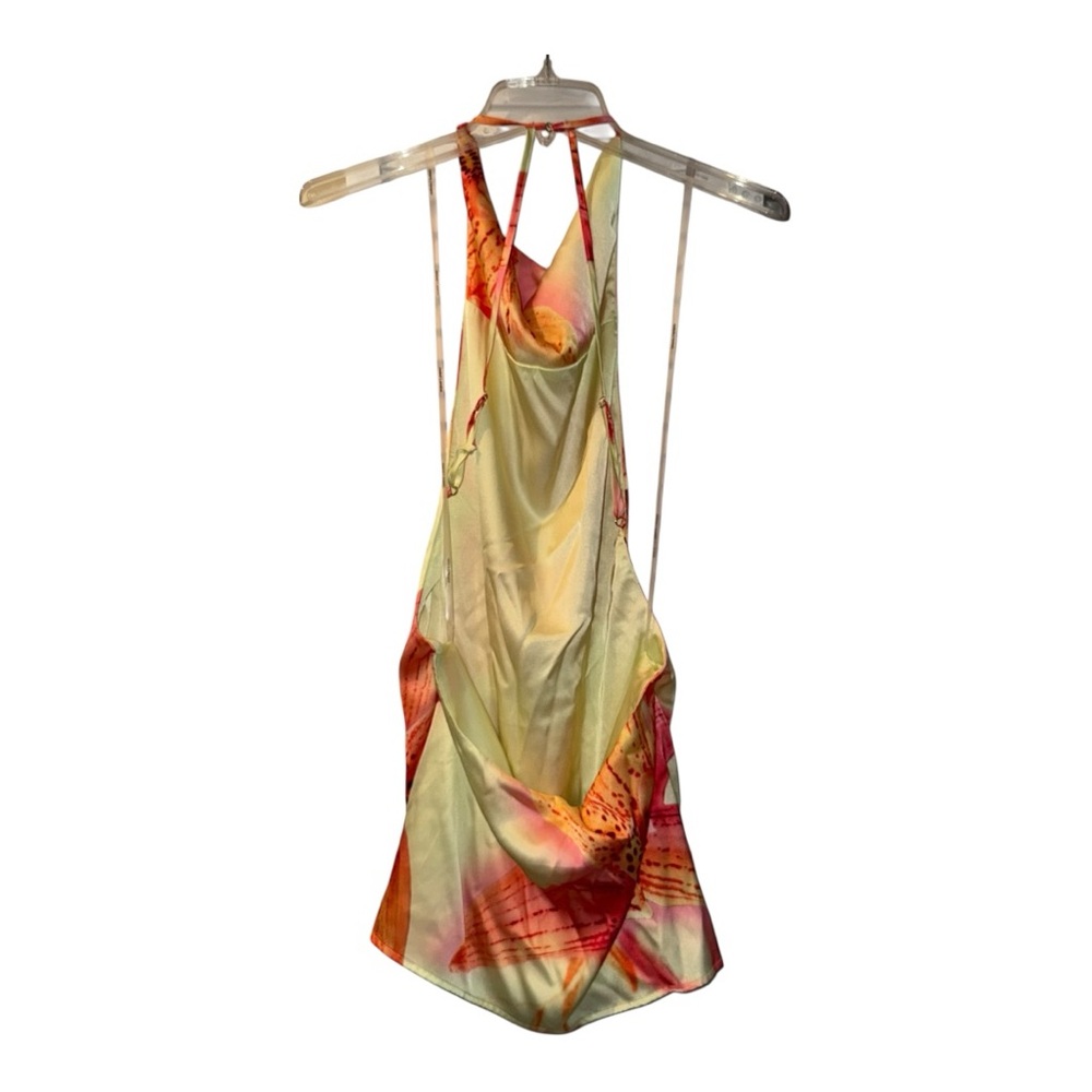 Jaded London Floral Satin Mini Dress in Red, Pink and Yellow - Picture 6 of 11